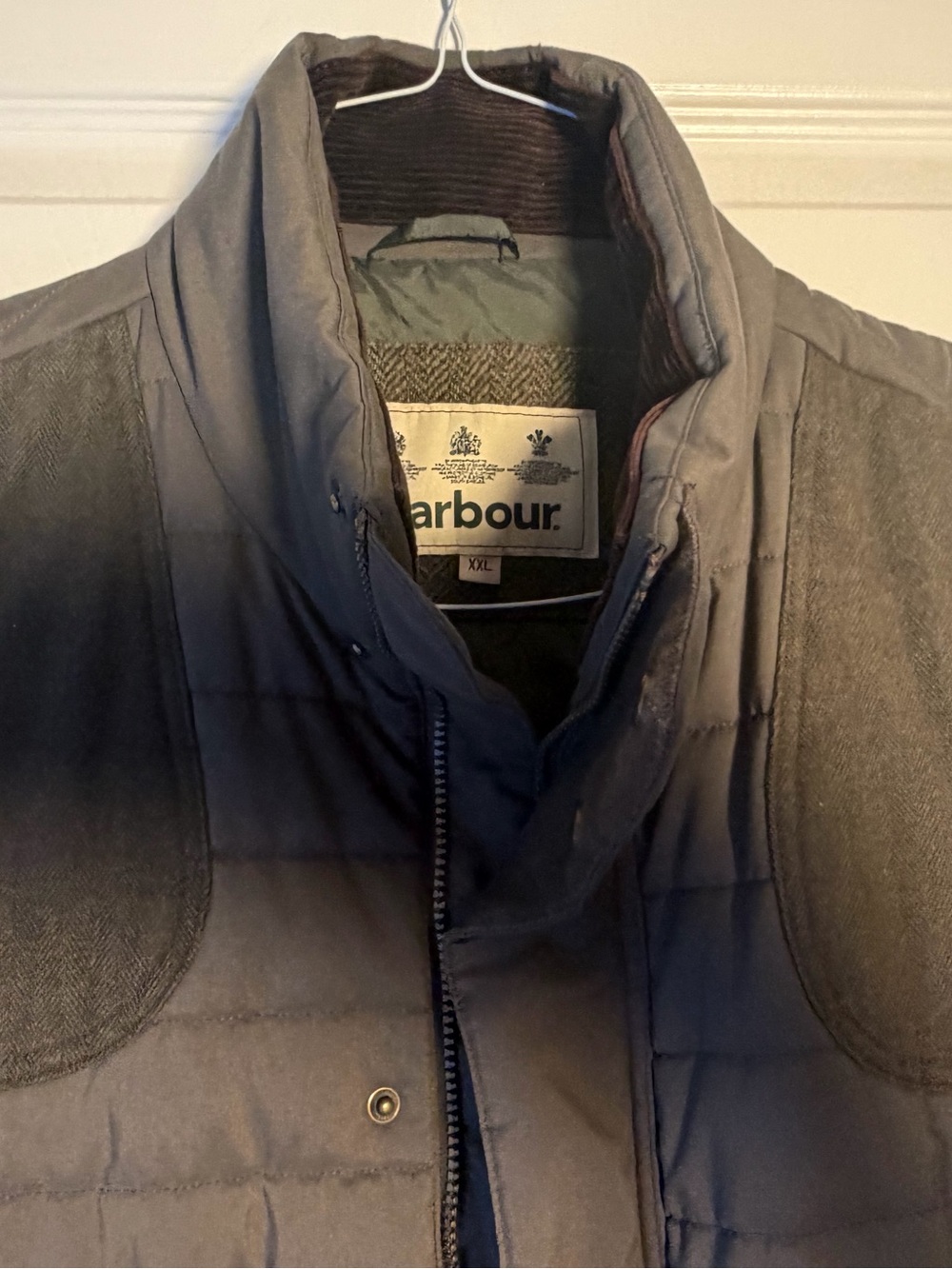 Barbour Bradford Quilted Vest Gilet XXL Olive Green Wool Yoke - Picture 3 of 9